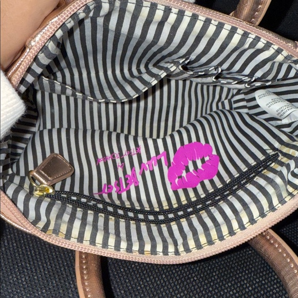 Betsy Johnson Faux Quilted Leather Handbag with Pom Pom - Picture 3 of 3